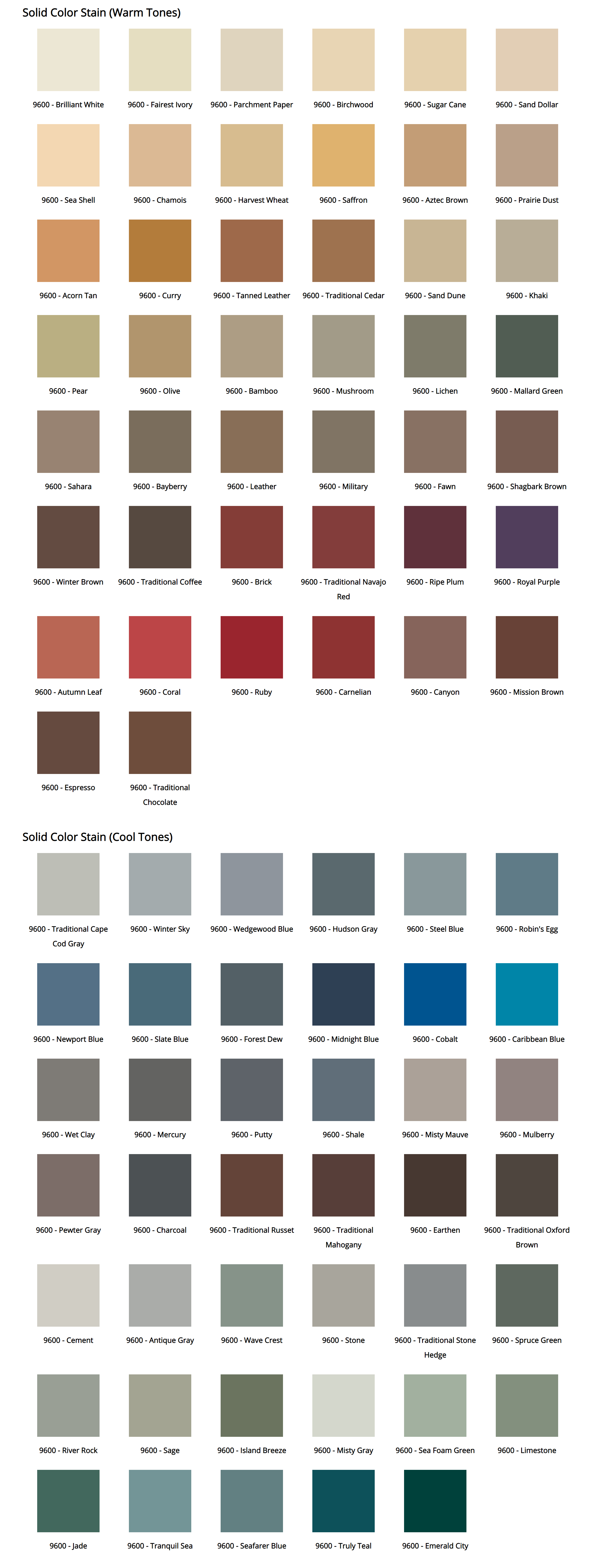 Duckback Superdeck Solid Color Stain Chart Steve's Paint Supply